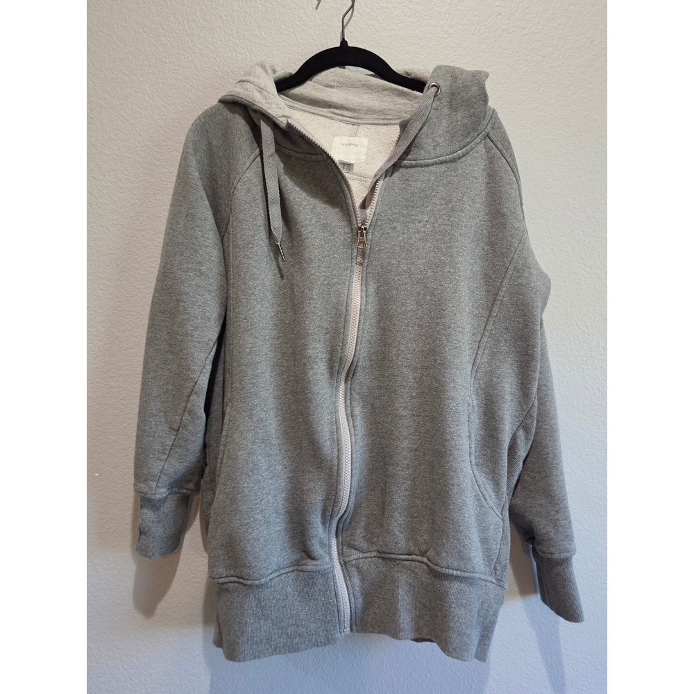 Seraphine Zip Up Hoodie Women L Gray Maternity Nursing Thumbhole Fleece Exc
